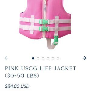 Line and Cleat Pink U.S. Coast Guard Life Jacket (30-50lbs)